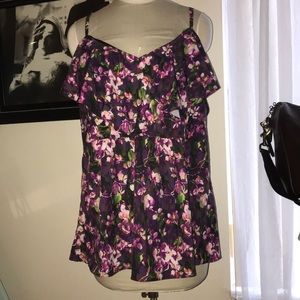 City Chic Purple Print Tank Top 2X. NWOT